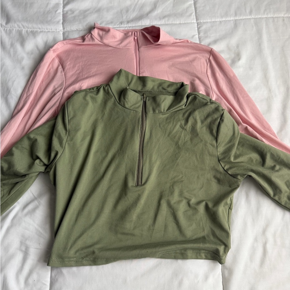 SHEIN Pink and Green Crop Tops